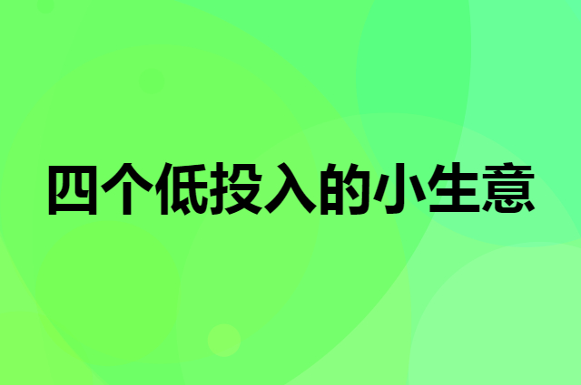 四个低投入的小生意助力走向财富自由