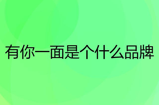有你一面是个什么品牌，这个品牌怎么样？