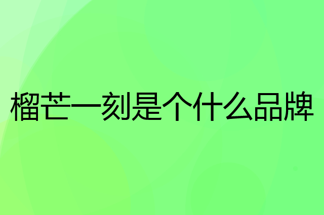 榴芒一刻是个什么品牌，这个品牌怎么样？