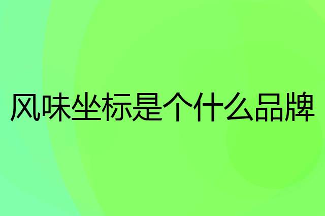 风味坐标是个什么品牌，这个品牌怎么样？