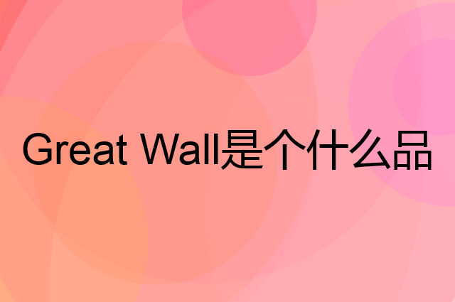 长城 Great Wall是个什么品牌，这个品牌怎么样？