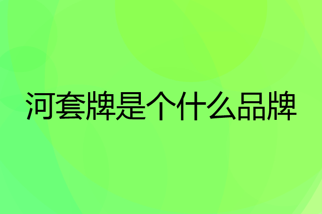 河套牌是个什么品牌，这个品牌怎么样？