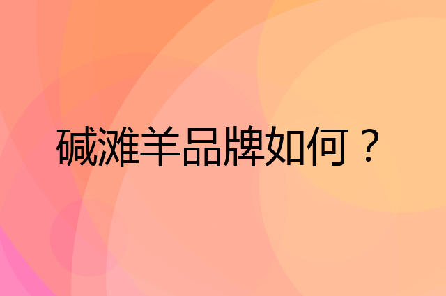 碱滩羊是个什么品牌，这个品牌怎么样？