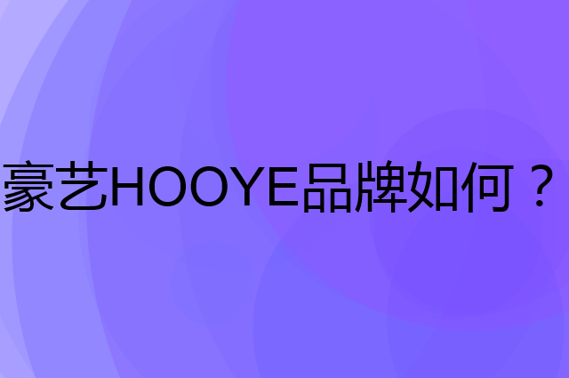豪艺 HOOYE是个什么品牌，这个品牌怎么样？