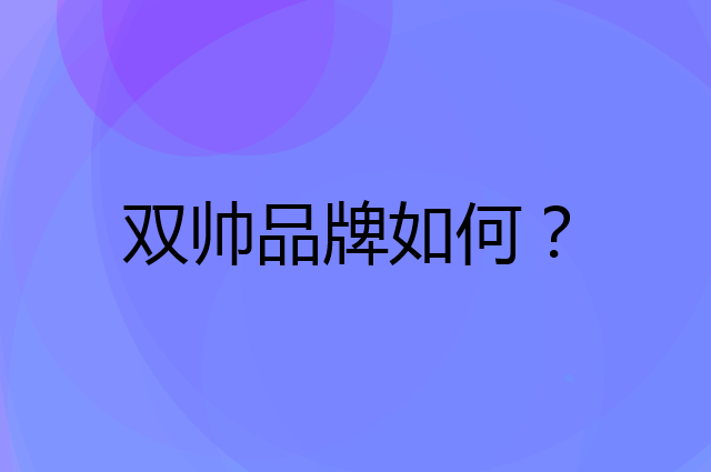 双帅是个什么品牌，这个品牌怎么样？