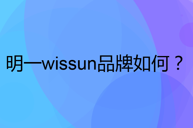 明一 wissun是个什么品牌，这个品牌怎么样？