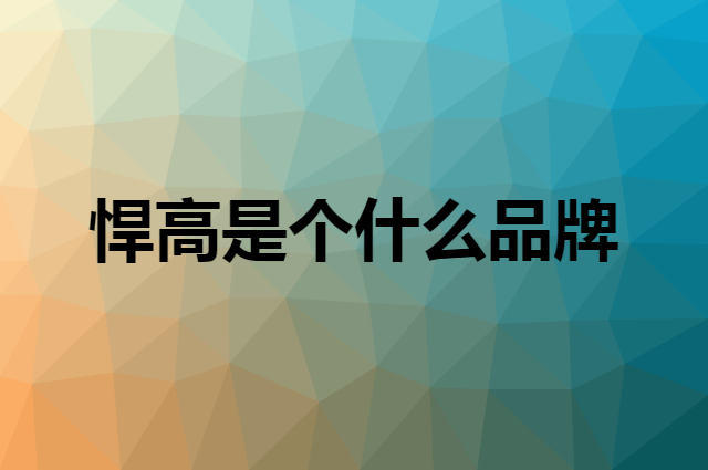 悍高 HIGOLD是个什么品牌，这个品牌怎么样？
