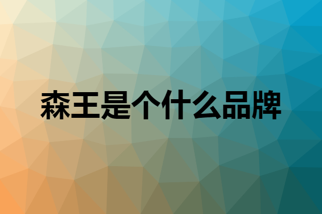 森王是个什么品牌，这个品牌怎么样？