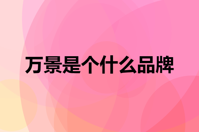 万景是个什么品牌，这个品牌怎么样？