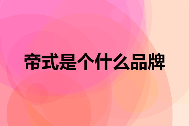 帝式是个什么品牌，这个品牌怎么样？