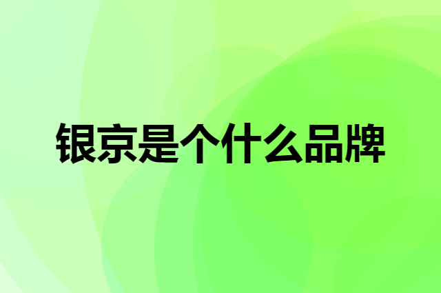 银京是个什么品牌，这个品牌怎么样？