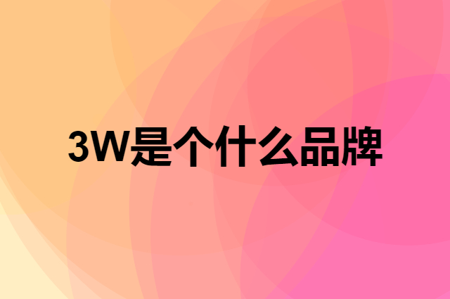 3W是个什么品牌，这个品牌怎么样？