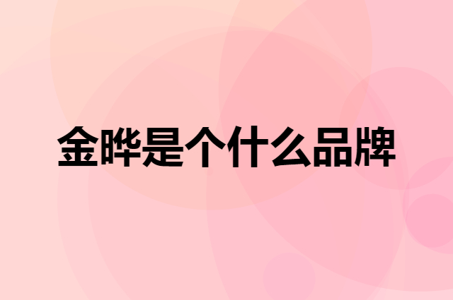 金晔是个什么品牌，这个品牌怎么样？