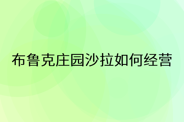 布鲁克庄园沙拉怎么做营销活动宣传，两个提升业绩的工具