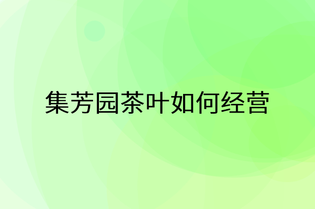 集芳园茶叶怎么做营销活动宣传，两个提升业绩的工具